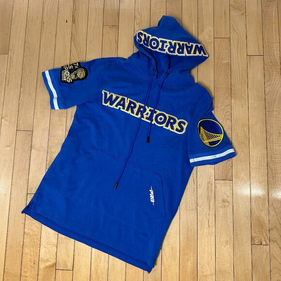 Golden State Warriors NBA Short Sleeve Hoodie Top Shirt Size Small - Picture 2 of 9